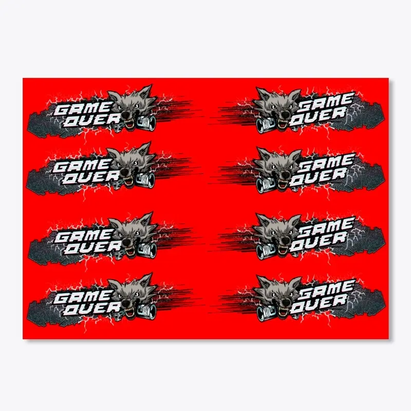 Red Game Over Sticker Sheet Small